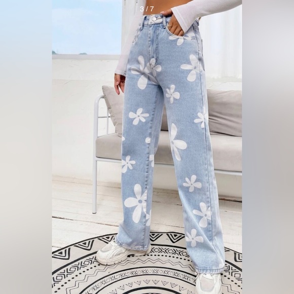 SHEIN Denim - Wide leg flower jeans